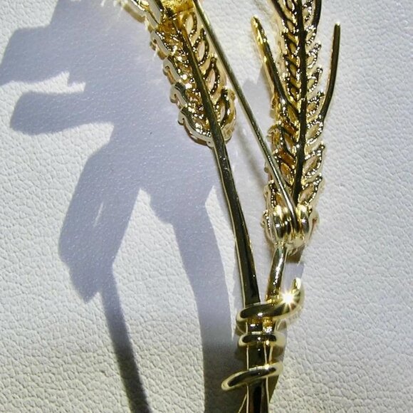 Vintage Elegant Brooch Strands of Wheat with Rhinestones - Picture 3 of 3